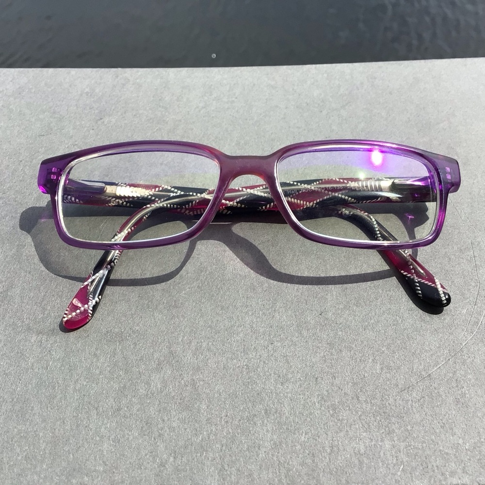 Windsor Originals Albert Hall Purple Rectangle Eyeglasses with Patterned Temples